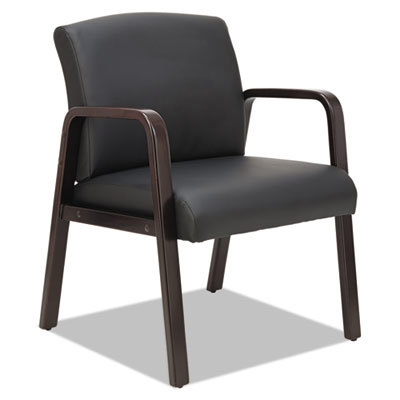 Alera Reception Lounge Series Guest Chair, Espresso/black Leather